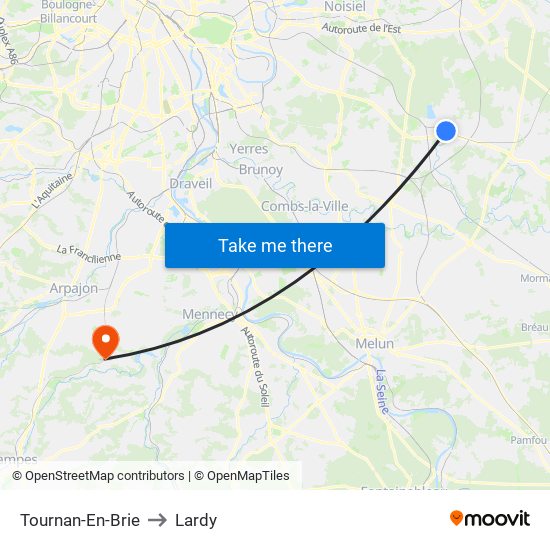 Tournan-En-Brie to Lardy map