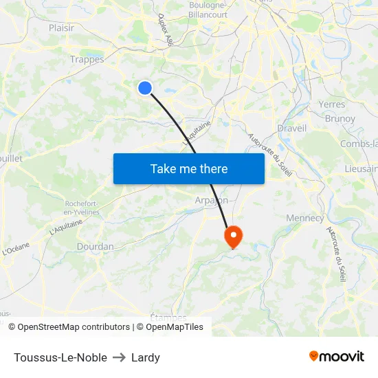 Toussus-Le-Noble to Lardy map