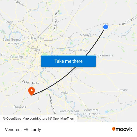 Vendrest to Lardy map