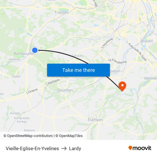 Vieille-Eglise-En-Yvelines to Lardy map