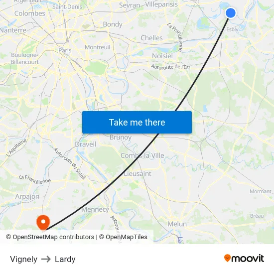 Vignely to Lardy map