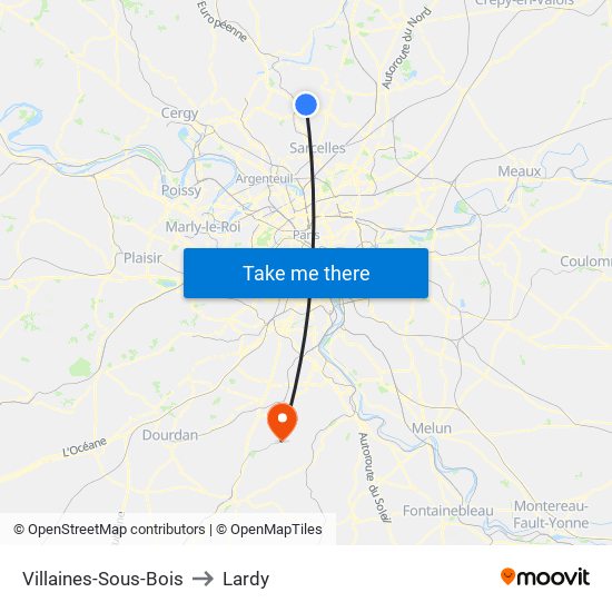 Villaines-Sous-Bois to Lardy map