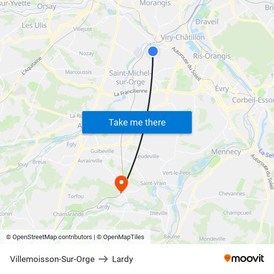 Villemoisson-Sur-Orge to Lardy map