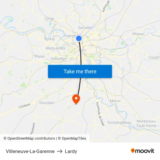 Villeneuve-La-Garenne to Lardy map