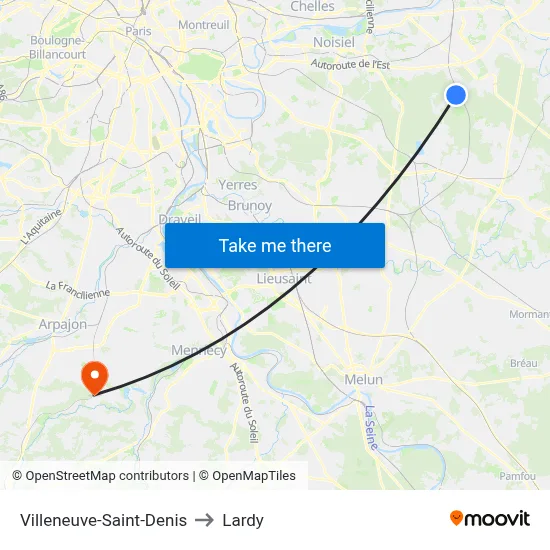 Villeneuve-Saint-Denis to Lardy map