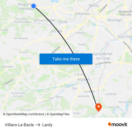 Villiers-Le-Bacle to Lardy map