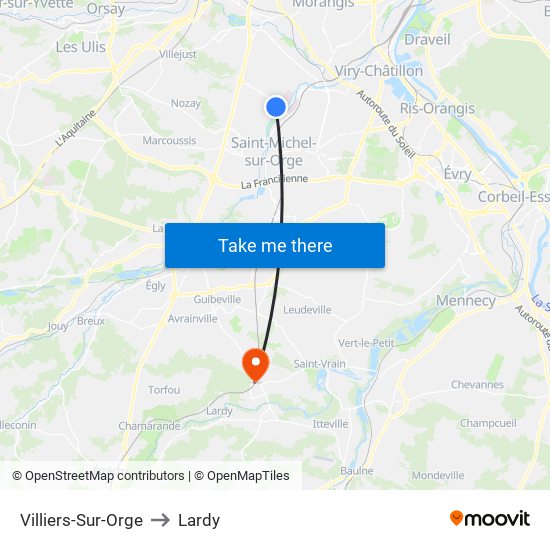 Villiers-Sur-Orge to Lardy map