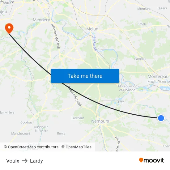Voulx to Lardy map