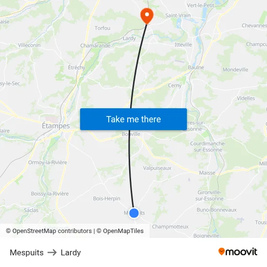 Mespuits to Lardy map