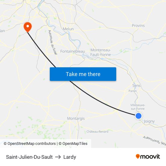 Saint-Julien-Du-Sault to Lardy map