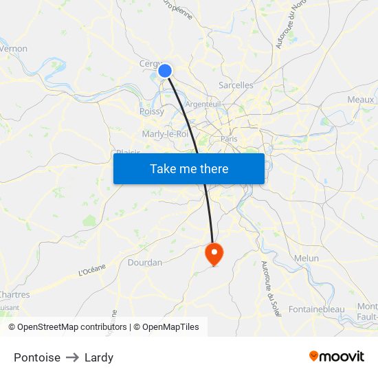 Pontoise to Lardy map