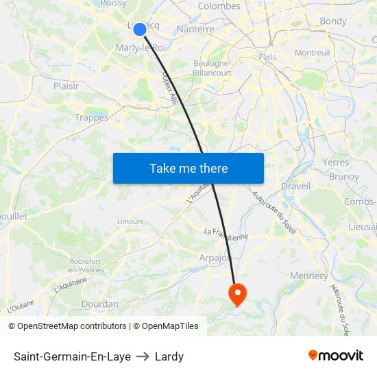 Saint-Germain-En-Laye to Lardy map