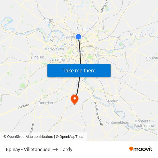 Épinay - Villetaneuse to Lardy map