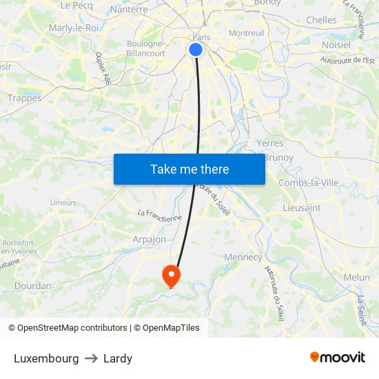 Luxembourg to Lardy map