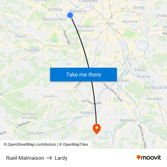 Rueil-Malmaison to Lardy map