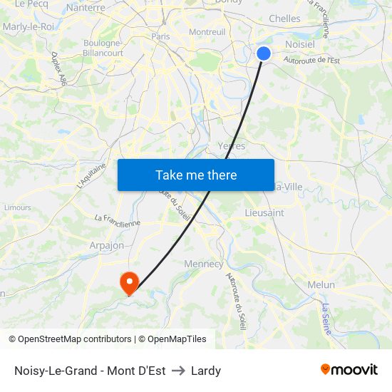 Noisy-Le-Grand - Mont D'Est to Lardy map