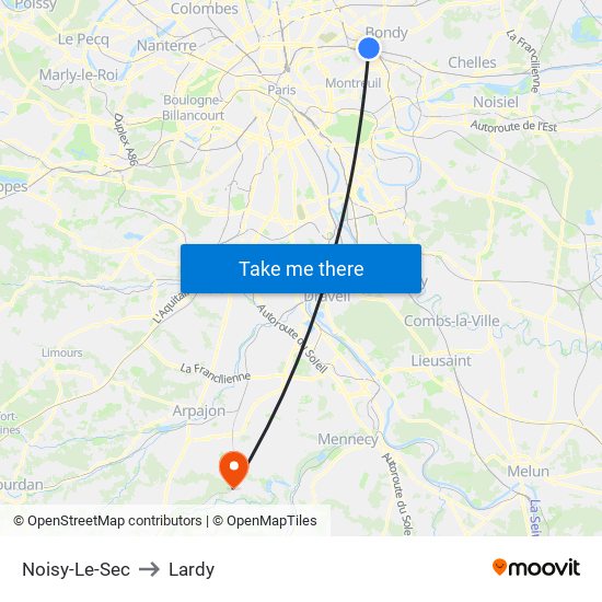 Noisy-Le-Sec to Lardy map