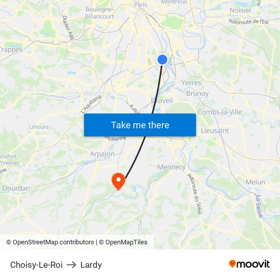Choisy-Le-Roi to Lardy map