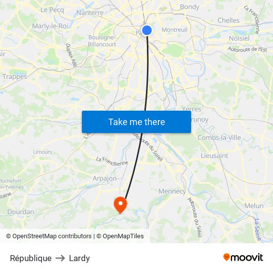 République to Lardy map