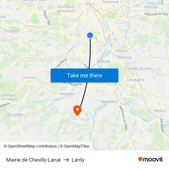 Mairie de Chevilly-Larue to Lardy map
