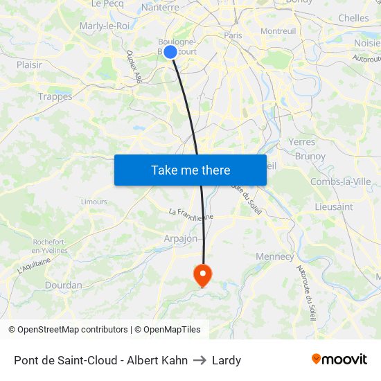 Pont de Saint-Cloud - Albert Kahn to Lardy map