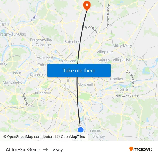 Ablon-Sur-Seine to Lassy map