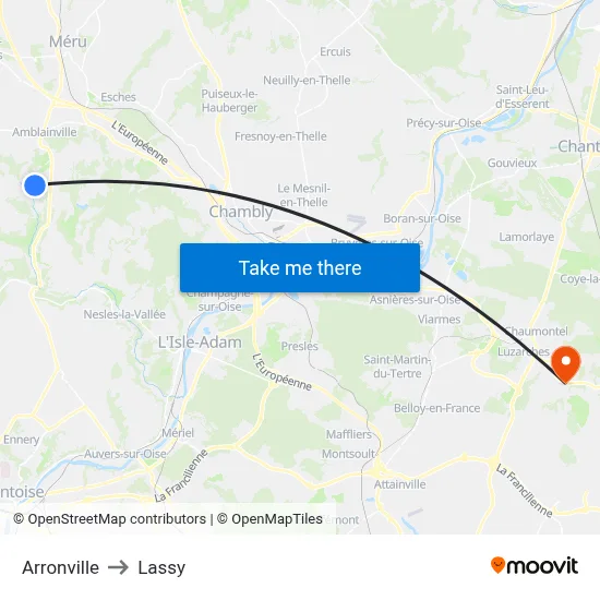 Arronville to Lassy map