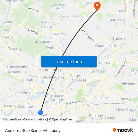 Asnieres-Sur-Seine to Lassy map