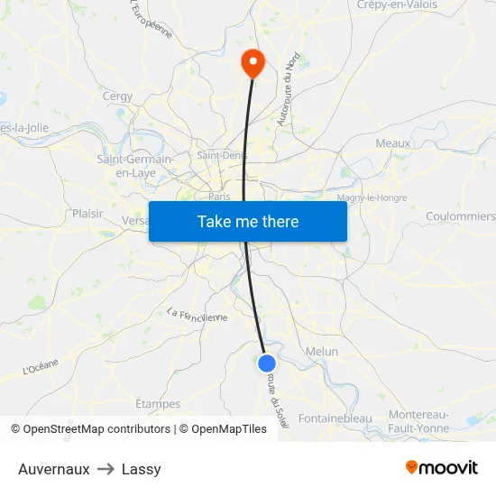 Auvernaux to Lassy map
