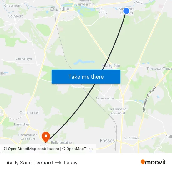 Avilly-Saint-Leonard to Lassy map