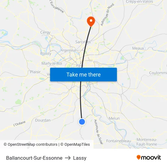 Ballancourt-Sur-Essonne to Lassy map