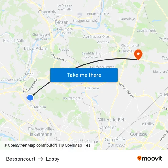 Bessancourt to Lassy map