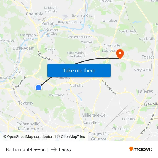 Bethemont-La-Foret to Lassy map