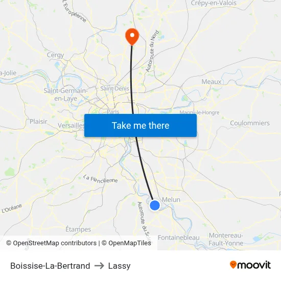 Boissise-La-Bertrand to Lassy map