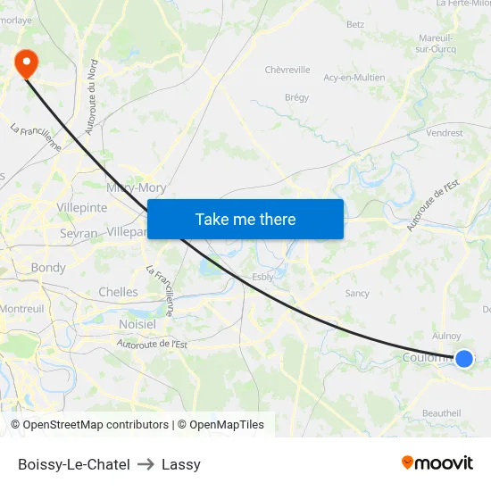 Boissy-Le-Chatel to Lassy map