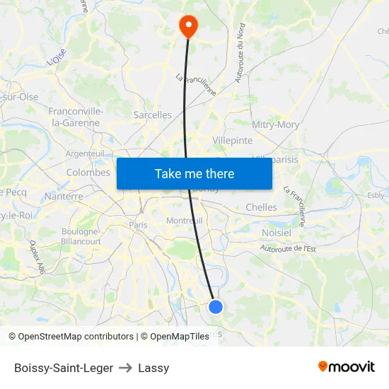 Boissy-Saint-Leger to Lassy map