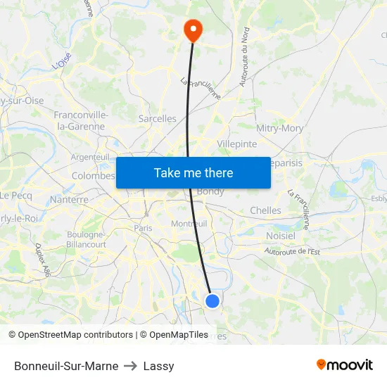 Bonneuil-Sur-Marne to Lassy map
