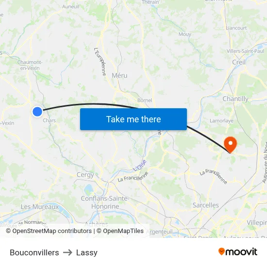 Bouconvillers to Lassy map
