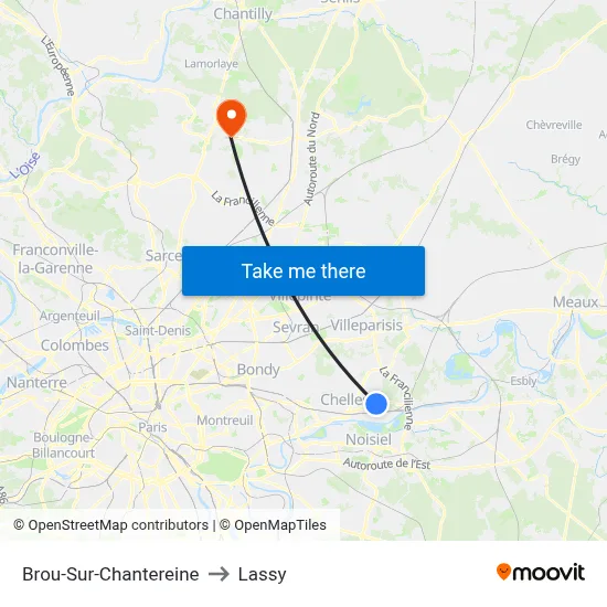 Brou-Sur-Chantereine to Lassy map