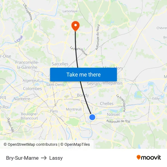 Bry-Sur-Marne to Lassy map
