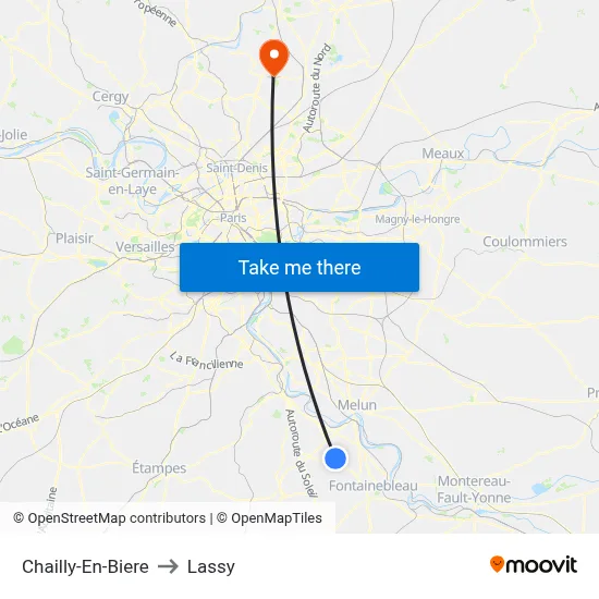 Chailly-En-Biere to Lassy map