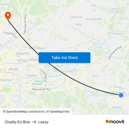 Chailly-En-Brie to Lassy map