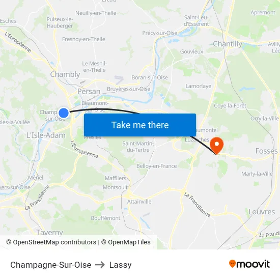 Champagne-Sur-Oise to Lassy map