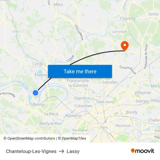 Chanteloup-Les-Vignes to Lassy map