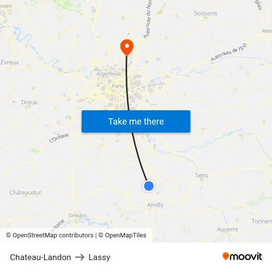 Chateau-Landon to Lassy map
