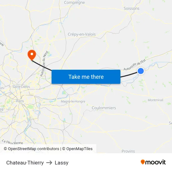 Chateau-Thierry to Lassy map