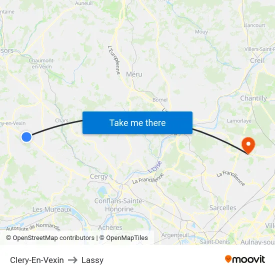 Clery-En-Vexin to Lassy map