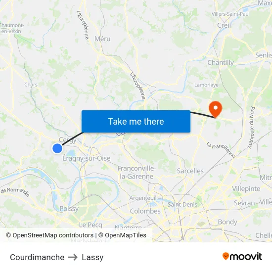 Courdimanche to Lassy map