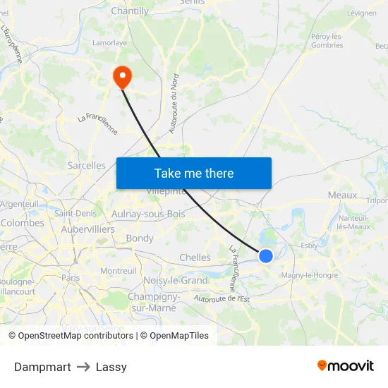 Dampmart to Lassy map