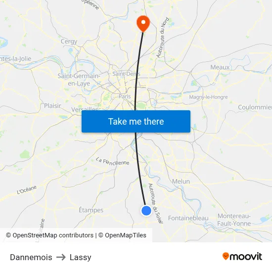 Dannemois to Lassy map